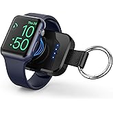 i.VALUX Portable Wireless Charger for Apple Watch Series 11/10/9/8/UItra/7/6/5/4/3/2/SE,Compact Magnetic iWatch Charger 1000mAh Extra Power Bank Smart Keychain Travel Accessories Father Birthday-Black