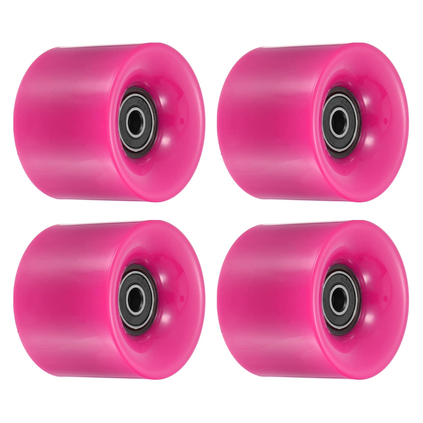 PATIKIL 60mm Longboard Wheels with Bearings ABEC-9, 4 Pack Street Wheels for Skateboards Cruiser Wheel Replacement 80A, Rose Red Black