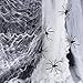Halloween Spider Webs Stretchable (400 Square Feet) Extra Large | Indoor & Outdoor Spooky Cobwebs with 28 Fake Black Spiders Halloween Decorations