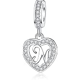 925 Sterling Silver Letter Charms A~Z Alphabet Charm Letter Beads fit Pandora European Bracelets fit Wife Mom Christmas Birthday Gift