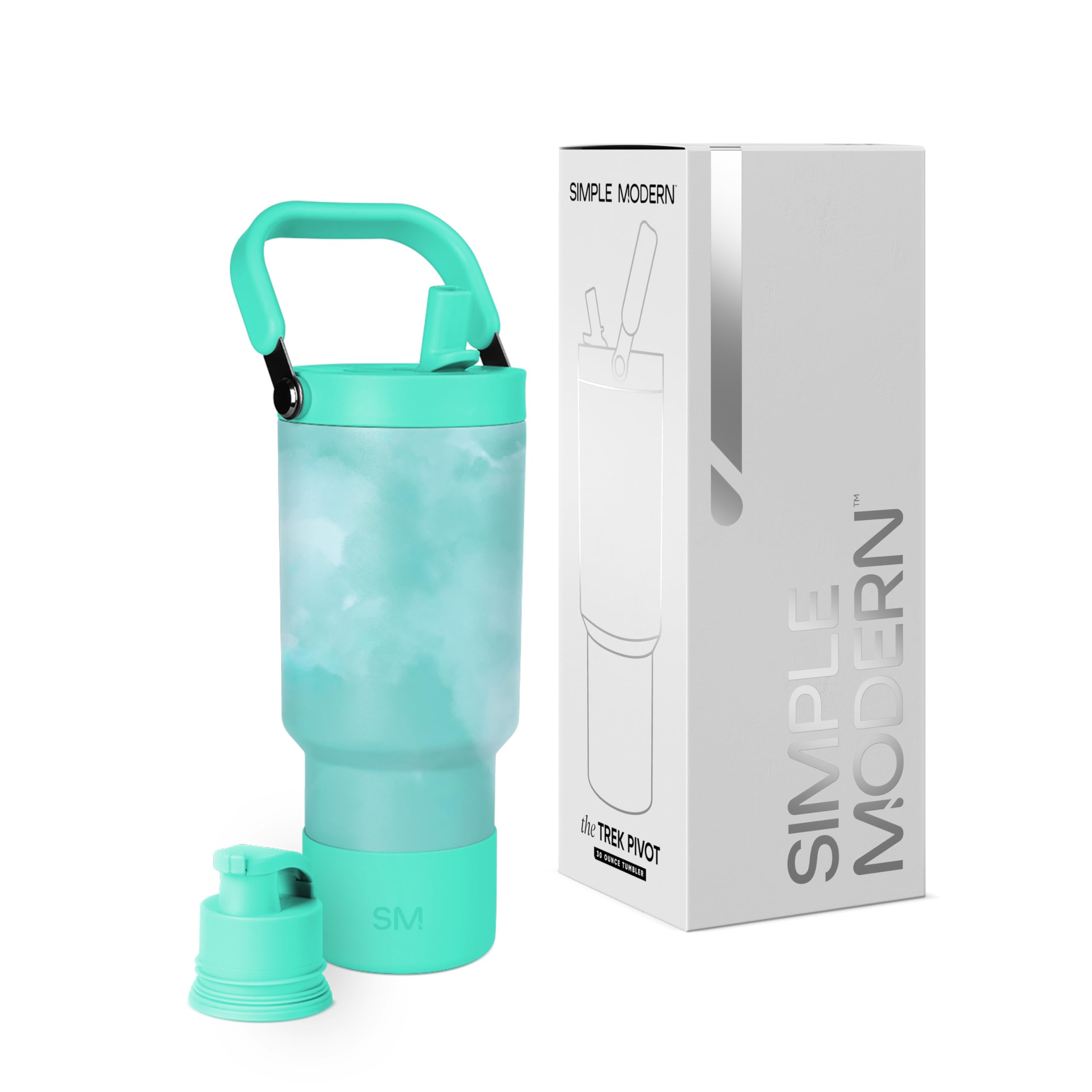 Simple Modern Trek Pivot | 30oz Flip Straw Tumbler with Handle | Water Bottle & Boot | Interchangeable Straw & Chug Lids | Insulated Stainless Steel Jug | Gym Sports Outdoors | Ocean Tide Image