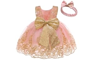 CMMCHAAH 0-6 Years Baby Girls Pageant Lace Embroidery Dresses Toddler Formal Dress with Headwear