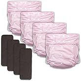 Care Yare 4 Pack Adult Cloth Diapers with Diaper Inserts Waterproof Adult Diapers Women Adjustable Reusable Diaper with Snaps Leak Proof Washable Incontinence Underwear for Men Incontinence Panties