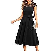 Wedding Guest Dresses Women - Cocktail Party Semi Formal 2026 Church Vintage A-Line Midi Dress