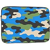Nicokee Laptop Sleeve Bag 15.4 15.6 Inch,Blue Green Black Camouflage Camo Protective Polyester Computer Cases Laptop Cover Briefcase Bag Tablet Travel Cover