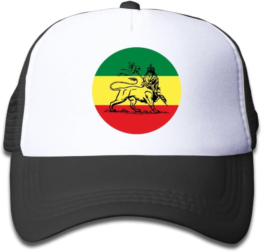 Aiw Wfdnn Mesh Baseball Caps Child Rasta Lion Judah Ethiopian Flag Cartoon Adjustable