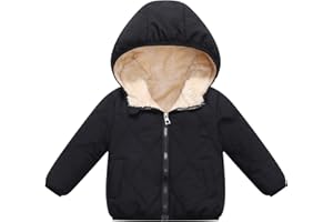 Happy Cherry Baby Kids Fleece Lined Jackets Hooded Winter Down Coat Outerwear with Pockets