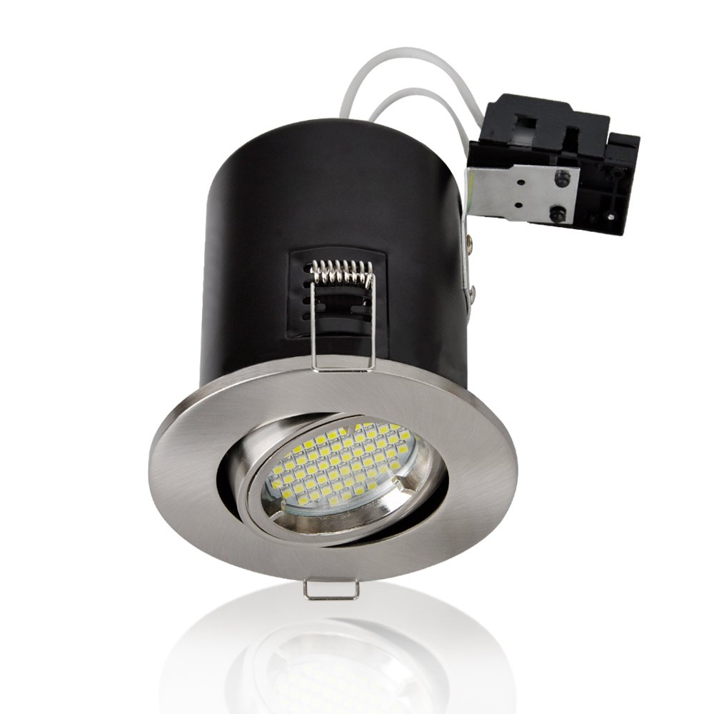 Pack of 10 MiniSun Fire Rated Satin Nickel GU10 Tiltable Ceiling