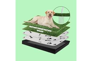 MEEXPAWS Dog Grass Pad with Tray/Foldable Liner Base Extra Large, Dog Litter Box Artificial Grass Pee Pad for Indoor Dog Potty, Odor Free Instant-Penetration Hemmed Edge Dog Potty Grass, Reusable Pad