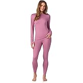 Cuddl Duds Womens Heavyweight Cold Weather Fleece Lined Thermal Set – Long Sleeve Top & Leggings - Winter Lounge Sets
