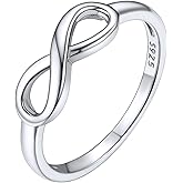 ChicSilver Personalized 925 Sterling Silver Ring Simple Infinity Knot Rings Custom Engraved Eternity Wedding Band Promise Rings Size 4-12