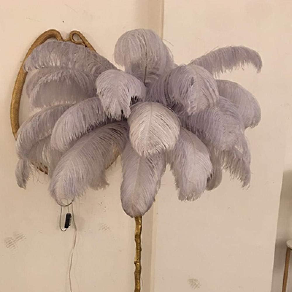 Floor Lamp Modern Luxury Tree Branch Ostrich Feather Floor Lamp High Grade Stand Light Floor Lamps for Living Room Bedroom Lamp-Light Grey_Black_Floor Lamp