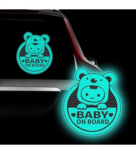 Autocollants "Baby On Board" Réfléchissants - Lot De 3 - Visible La Nuit - Transparent à L'envers - Pour Vitre Voiture