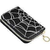 NCRJCZQL Spider Web RFID Credit Card Holder Wallets Accordion for Women Leather Zipper Card Case Accordion Wallet for Ladies Girls
