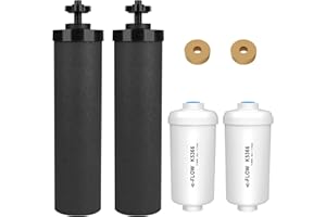 MACIFECI Water Filter Replacement for Berkey®, 2 Black Carbon Filters and 2 Fluoride Filters Compatible with Berkey® Gravity Water Filter System