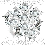 TONIFUL 30Pcs 18 Inch Star Balloons Large Silver