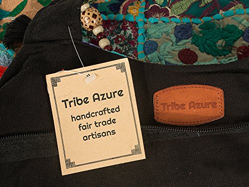 TribeAzure Large Oversize Blue Canvas Shoulder Bag Handbag Unique Tote Quilt Vintage Beach Travel Summer