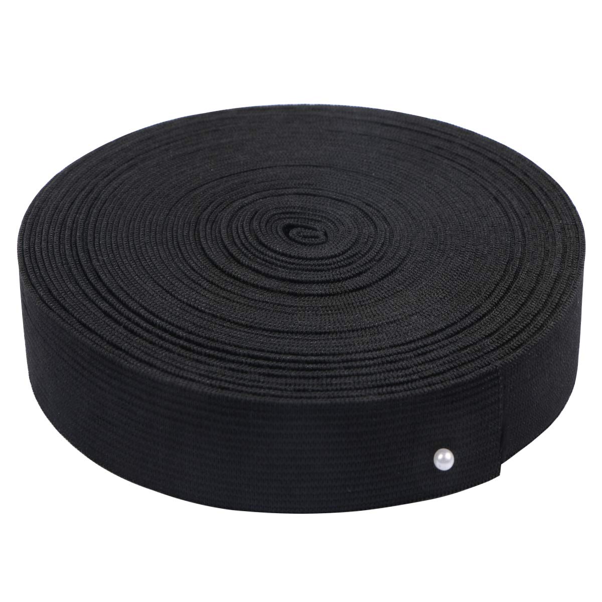 Photo 1 of 1 inch Wide Black Knit Elastic Spool Heavy Stretch High Elasticity Knit Elastic Band for Waistbands Crafts, 10 Yard