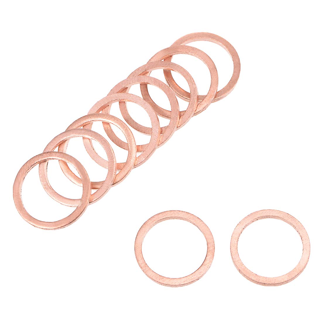 uxcell 50Pcs 16mm x 20mm x 2mm Copper Flat Washer for Screw Bolt