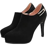 SHEMEE Women's Platform Stiletto High Heel Ankle Booties Thin Heels Pumps Side Zip Short Boots Shoes