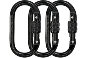 BYANG Heavy Duty Locking Climbing Carabiner Clip (Blue) CE Rated 25 kN 5600 LB Rugged Terrain Approved Industrial Strength Twist Lock Carabiners Clips for Rigging, Ropes, Hammocks, Camping