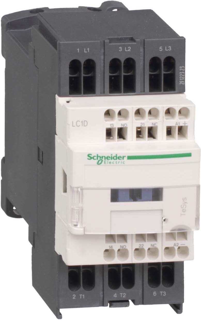 Schneider Electric TeSys Deca contactor,3P(3NO),AC-3/AC-3e,=440V 32A,24V DC coil,spring,LC1D323BD