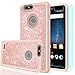 LeYi for Galaxy A10e Case(Not Fit A10), Galaxy A10e Case with 2 Tempered Glass Screen Protector, Full Body Protective Hybrid Rugged Clear Bumper Shockproof Phone Cover Case Rose Gold