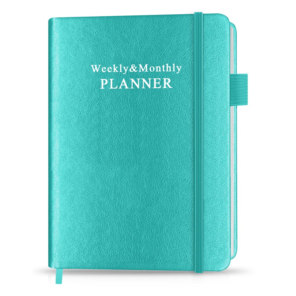 Hardcover Undated Planner for Any Year - Weekly & Monthly Organizer Notebook & Journal to Track Goals, 14.5 x 21cm, Perfect to Organize Your Daily Life, Teal