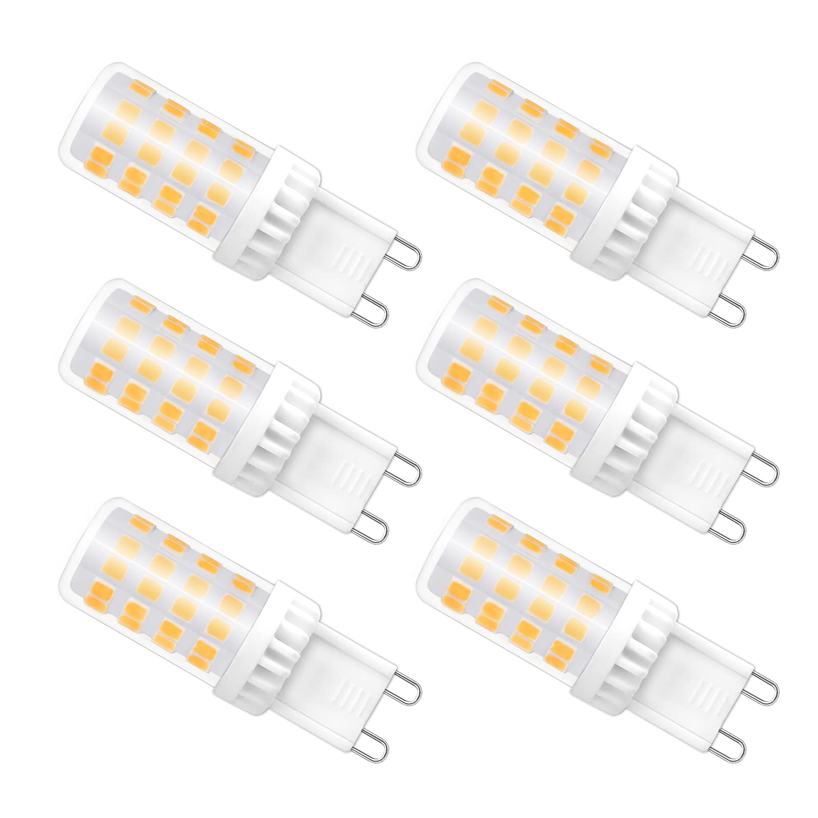 Caldarax G9 LED Bulbs, 5W, Natural White 4000K, 450LM, Equivalent to 50W Halogen, No Flicker, Non-dimmable, Energy Saving Bulb for Chandelier Home Lighting Decor, 6 Pack