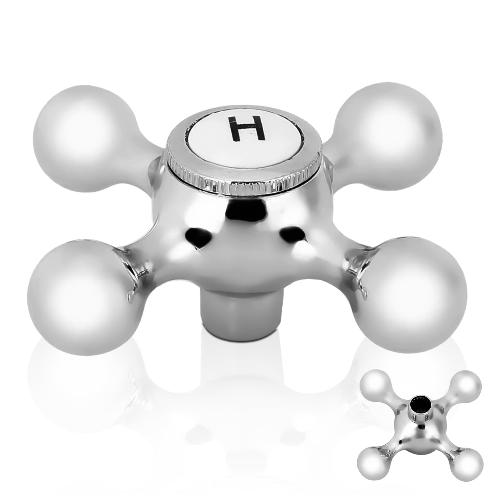 HERCHR Faucet Knob Handle,Basin Cross Head Tap Reviver Replacement Faucet Handle for Shower Bathroom Sink