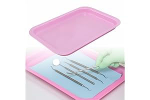 BAOZENP Dental Procedure Tray - Autoclavable Flat Instrument Organizer for Clinics, Labs, and Offices, Reusable, 9" L x 7" W x 1" H (1, Pink)