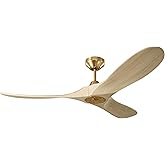 Generation Lighting Maverick Smart Fan (Burnished Brass with Washed White Oak Blades, 52-Inch)