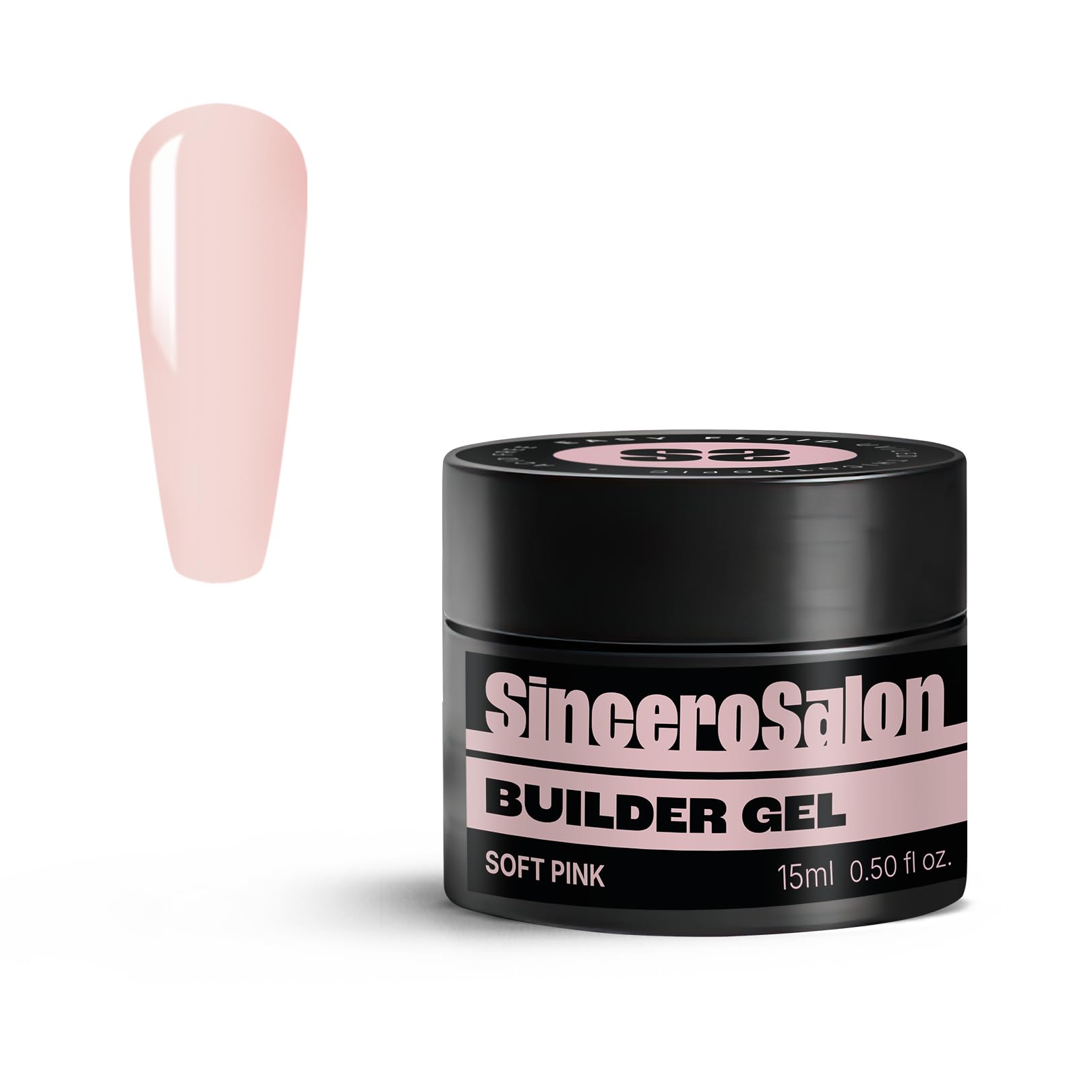 SINCERO SALON Soft Pink Solid Nail Builder 4in1 – Strengthen Protect and Extend Nails – Professional UV LED Gel Formula for Long-Lasting Results – 15ml