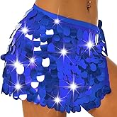 Nicute Big Sequin Skirt Sparkly Mermaid Sequin Skirt Belly Dance Skirt Rave Costume for Women
