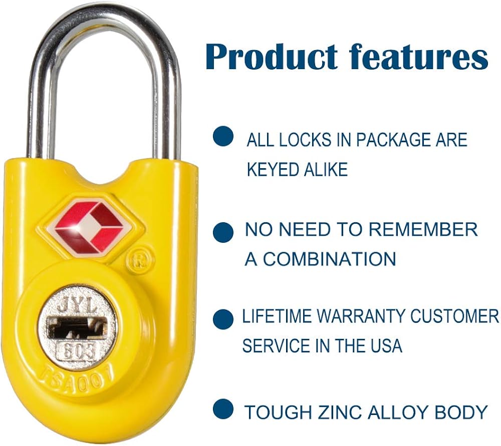  | TSA Compatible Travel Luggage Locks, Alloy body with Steel Shackle, Keyed Lock (YELLOW 2 PACK) … | Luggage Locks
