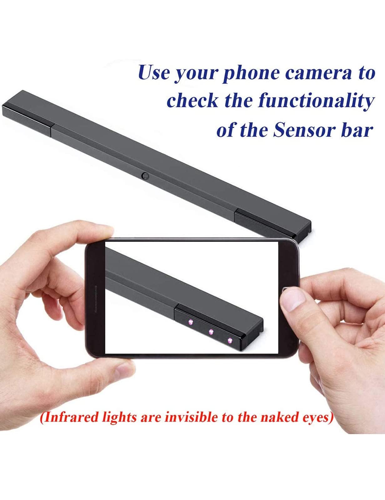 Tuboopy Wii Sensor Bar Wireless, Wiiu Infrared Ray Motion Sensor Bar for Wii/Wii U Console/PC (Black)