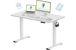 FLEXISPOT EN1 One-Piece Standing Desk, 48 x 24 Inches Electric Height Adjustable Desk for Home Office (White Frame + White Desktop)