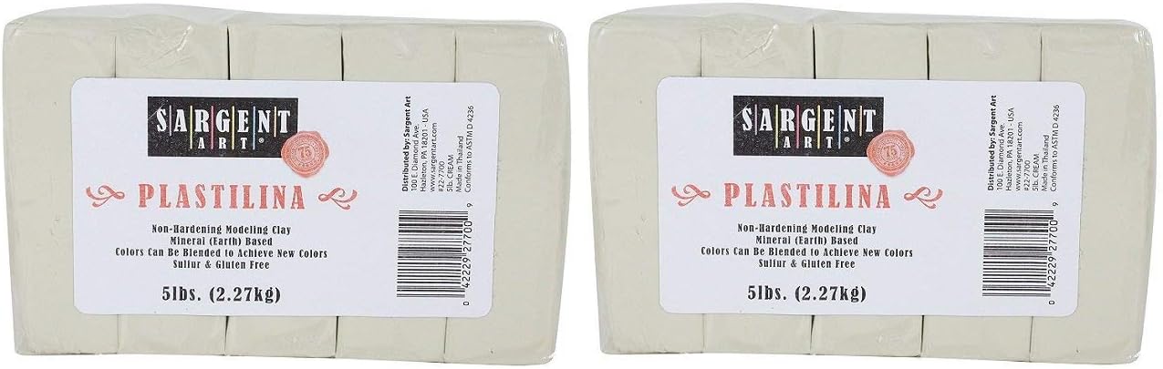 Sargent Art Plastilina Modeling Clay, 5-Pound, Cream (Pack of 2)