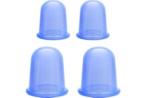 WERJOURU Silicone Cups for Cupping Therapy Included 4 Pcs Cups and 1 Pc Bag,Cupping Kit for Massage Therapy,Cellulite Reduction Vacuum Cup(Blue)