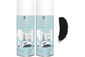 SHANGTIANFENG 2 Pack Black Spray Tub and tile Paint,Bathroom Wallpaper,450ML*2, Bathtub and Tile Spray Ceramic Glass Window Privacy , ceramic flowerpot Paint, Aerosol Bathtub and Tile Refinishing Kit, for Porcelain Fiberglass Ceramics, DIY Countertop Paint Kit,for the ceramic, porcelain or fiberglass