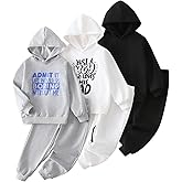 Fdqin Boy Fall Winter Hooded Clothes Letter Printed Long Sleeve Sweatshirt and Jogger Pants Toddler Sweatsuit 3-12 Years