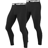 Poekuao 2 Pack Men&rsquo;s Compression Pants Athletic Workout Leggings Running Tights Quick Dry Base Layer for Yoga Basketball
