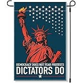 RZHV Democracy Does Not Fear Protests Dictators Do Double-Sided Garden Flag for Outdoor House Yard Sign Garden Decor Parade, Kindness Social Justice Yard Sign, Protest Signs Outdoor Banner