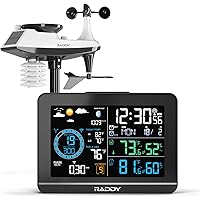 Raddy UV-6 Professional Weather Station with 6" VA Display and Outdoor Sensor, Wireless Indoor Outdoor Temperature & Humidity