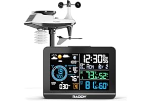 Raddy UV-6 Professional Weather Station with 6" VA Display and Outdoor Sensor, Wireless Indoor Outdoor Temperature & Humidity