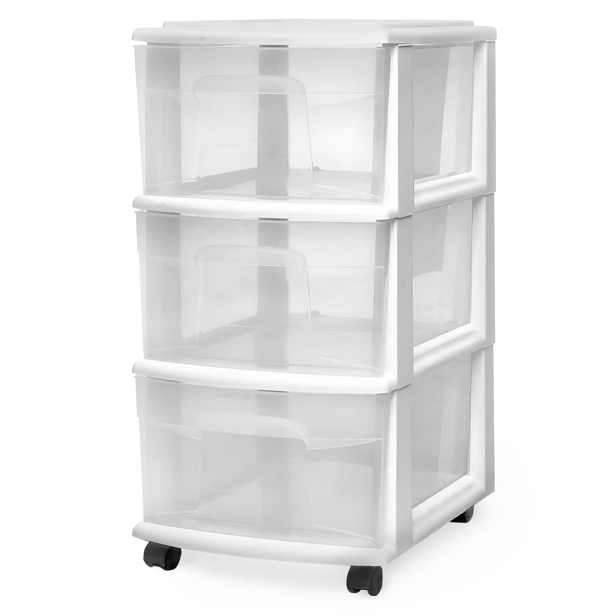 HOMZ Drawer Tower, 3-Tier Clear Plastic Storage
