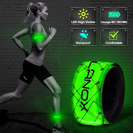 ELANOX LED Armband Leuchtband für Sport Outdoor Reflektorband Sicherheitslicht Slap Band für Fahrradfahren Joggen Kinderwagen