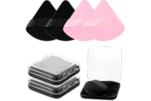 Nakraly Powder Puff with 2 Travel Cases Triangle Makeup Puff for Loose Powder Body Powder Setting Powder Puff for Face Powder Beauty Makeup Tool(Black+Pink)