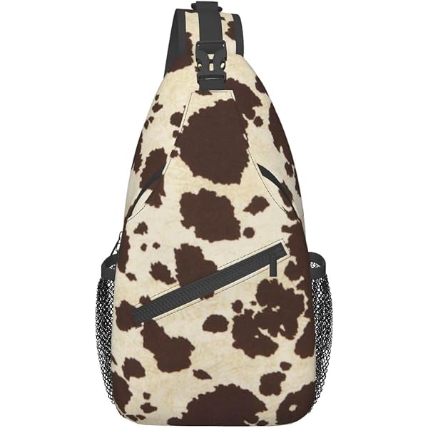 Cow Print Crossbody Sling Backpack Casual Daypack Adjustable Padded Strap Y2K Country Style Cow Print Sling Backpack, Lightweight  main image 4