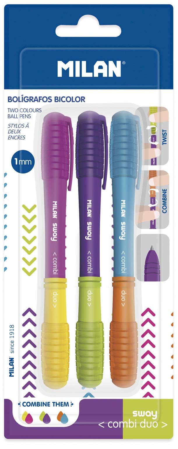 Blister 3 Milan Double Colour Combi Ballpoint Pen